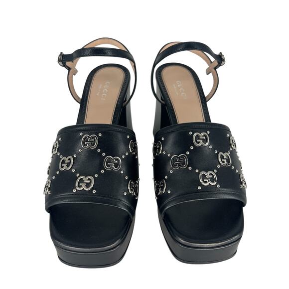 Gucci Black GG Logo Platform Janaya GG Logo Quarter Strap Sandal - Picture 7 of 16